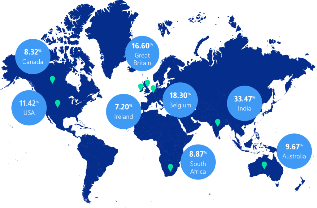 Use of AI generated content across the world map