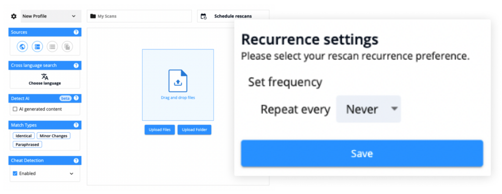 Escaneos recurrentes programados